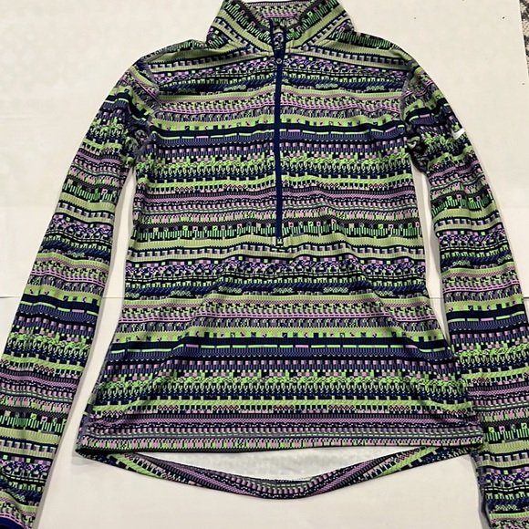 Nike Pro Dri Fit Patterned Green and Purple Women's Top Size Medium Athleisure - Picture 3 of 7